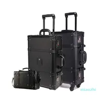 Suitcases 24 Inch Retro Rolling Luggage Set Spinner Women Password Trolley Suitcase Wheels 20 Vintage Cabin Travel Bag Trunk8358035