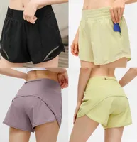 2021 Womens L-33 Yoga Shorts Broek Pocket Sneldrogende Gym Sport Outfit Hoogwaardige stijl Zomerjurken Elastische taille