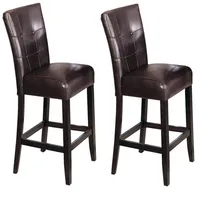 US Stock ACME Danville Counter Height Chair Furniture (Set-2) in Espresso PU & Walnut a09 a55205m