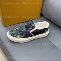 TROCADERO SLIP-ON Erkek Ayakkabı Monogramlar Denim Kravat Boya Tuval Spor Sneakers Beyaz Kauçuk Outsole Tasarımcı Ayakkabı