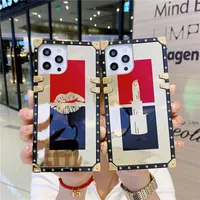 Plating Mirror Square Rossetto Telefono Custodie per iPhone 12 11 Pro MAX 8 7 Plus X Bling Metal Clear Crystal Shell Back XS XSMax XR Fashion Fashion Designer Cover
