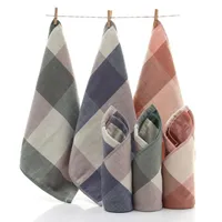 Towel 34x34cm Pink Blue Green Microfiber Square Cotton Plaid Hair Face For Home El Torchon De Cuisine Salle Bain