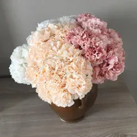 Guirnaldas de flores decorativas 5 unids / paquete 25 cm rosa rosa peonía ramo artificial hydrangea para la fiesta de bodas decoración de la sala de interior
