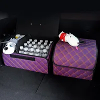 Aufbewahrungsboxen Bins Quilting Auto Kofferraumbox Wasserdichte PU-Leder-Organizer in Falttasche Tasche Automobilstorte Aufräumen