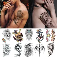 Arm temporary tattoo sticker Lion demon realistic cool body for men women Black totem Water transfer fake tattoos