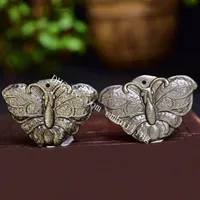Cristal naturel cristal sculpté pendentif papillon sculpté fait à la main authentique guérir or brillant obsidienne pierre gemme volant animal animal charme perle constatations accessoires