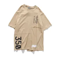 Kanye West Spoof Asmétricas Homens Mulheres Verão t - shirts Hip Hop Streetwear Khaki Tops Oversized Tees Cópia de letra casual x0726