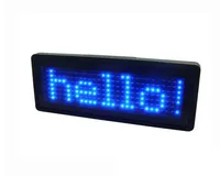 LED-NAME-Abzeichen-LED-Anzeigetafel mit CR2032 Batterie-Scroll-LED-Zeichen Blauer Charakter unterstützt verschiedene Sprachen verschiedene Funktionen