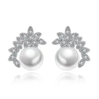 8mm / piece estilo de naturaleza elegante perlas de agua dulce Pendiente de pendientes de plata esterlina Pendientes de boda para mujer S925 Regalo de aniversario