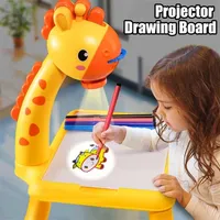 Çocuk LED Projektör Çizim Kurulu Çocuk Boyama Masa Masası Montessori Eonal Öğrenme Yazma Tablet Erkek Kız Oyuncaklar Için 220112