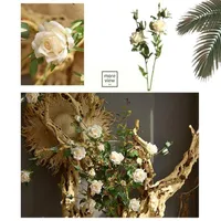 Decorative Flowers & Wreaths Silk Artificial Long Stem 5- Rose Bouquet El Diy Leaves Wedding Gift Decor Fake Home Christmas Decoration O9w4