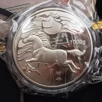 1kg prata moeda chinesa 1000g prata 99.99% Zodiac Horse Art