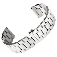 Watch Bands Solid Stainless Steel Watchband 18/19/20/22/24/26/28mm Silver/Black Color Men Watches Strap Butterfly Clasp Bracelet Adjustable
