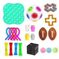 Didget Debmplurning Детская игрушка набор Fidget Eaulastic веревка Rainbow Regby Pinch Ball Change Squeeze Sensosy Toy для детей