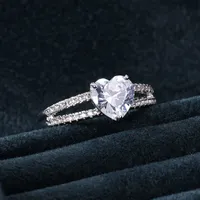 Donne Ragazza Sparkly Zircon Anello cuore regalo per amore fidanzata Wedding Engagement Engagement Accessori per gioielli Dimensioni 6-10