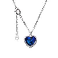 Hanger kettingen vintage titanisch hart van oceaanblauwe liefde voor altijd dubbele laag ketting sleutelbeen o-keten voor vrouwen sieraden