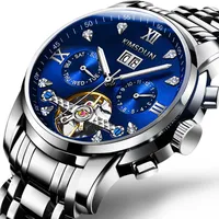 腕時計ファッション高級メンズリビング防水自動腕時計光学カレンダー腕時計ゴールドスチールベルトウォッチモントトホム時計