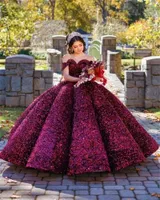 2022 Sparkly Burgundy Off The Shoulder Quinceanera Dress Princess Sequined Ball Gown Pageant Birthday Party Sweet 16 15 Robe De Bal