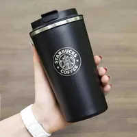 Starbucks canecas de aço inoxidável preto e branco fosco carro acompanhante thermos thermos copo de café de café ao ar livre garrafa de água
