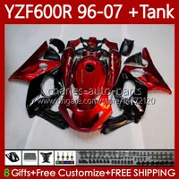 Bodys Kit för Yamaha Thundercat YZF600R YZF-600R YZF600 R CC 600R 96 97 98 99 00 01 Bodywork 86No.11 YZF600-R 02 03 04 05 06 07 600CC 1996-2007 OEM Fairing Pearl Red Blk