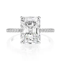 Eevas Real 925 sterling sterling smeraldo taglio creato anelli di nozze di diamante moissanite per le donne Anello di fidanzamento proposta di lusso