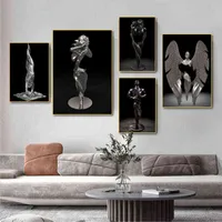Metalen Figuur Standbeeld Art Canvas Schilderij Romantische Abstract Posters en Prints Muurfoto's Moderne Woonkamer Woondecoratie H1110