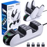 PS5 Controller Charger,Charging Dock Station for Playstation 5 with Upgraded ON Off Switch, LED Strap and Indicators