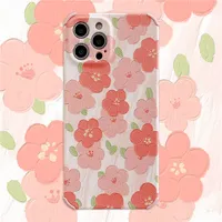 Yaz Tarzı Kırmızı Çiçek Telefon Kılıfları Karikatür Sevimli Çiçek Kılıfı Kadın Kızlar Renkli Boyalı Kapak iphone 8 x Max 11 Pro 12
