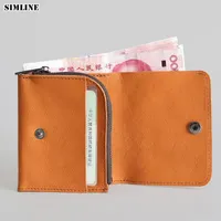 Wallets Genuine Leather Wallet For Men Cowhide Vintage Handmade Male Short Purse Card Holder With Zipper Coin Pocket Money Bag1