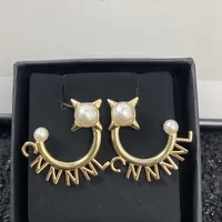 Mujeres Gold Designer Hoops Pendientes Moda Joyería de Lujo Womens Canal Pearl Pendiente Ear Stud Party Boda Charm Studs Colgantes 2021
