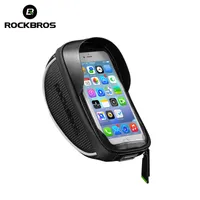 Rockbros 6.0 인치 방수 자전거 가방 핸들 바 휴대 전화 홀더 프런트 튜브 가방 터치 스크린 자전거 전화 케이스
