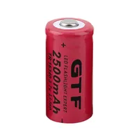 GTF 3.7V 2500MAH 16340 Batteri Li-ion Uppladdningsbara Batterier för ficklampa Rechargeabled Portable LED PowerBank CR123A