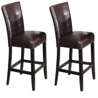 US Stock ACME Danville Counter Height Chair Furniture (Set-2) in Espresso PU & Walnut a09 a55240P