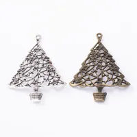 50 pcs large size Christmas Tree charm Marry Christmas Day charms pendant in antique silver bronze color 62*48mm C3