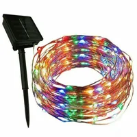 Strips 10 / 20m Solar LED-strängljus Juldekoration 100 / 200sluts Fairy Lamp Vattentät Hem Party Light Copper Wire