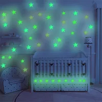 100 pz / Set 3D Star Glow in the Dark Adesivi murali del soffitto luminoso per bambini Bambino Bed Bedroom Party Fai da te Decorazione di Natale 262 V2