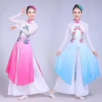무대 착용 고대 중국 의상 스타일 고전 댄스 여성의 우아한 우아한 우산 팬