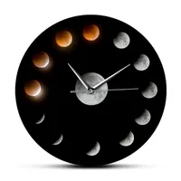 Serie de espacio exterior del total R Eclipse Moon Wall Clocks De Pared Decoración del hogar Fases Super Celestial Reloj