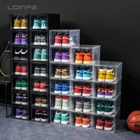 10PCS Thickened Plastic Shoe Box Transparent Clear Sneakers AJ Display Box High-tops Boots Organizer Shoebox Combination Shoes X0803