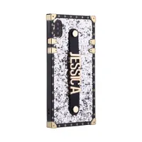 Moda Costume Glitter Trunk Case Holding Strap Ouro Metal Personalizado Nome Phone Capas para iPhone 12 11 Pro Xs Max XR 7PLUS 8 8PLUS X