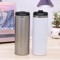 14oz Blank Sublimation Straight Tumblers Heat Tansfer Coffee Mugs Double Wall Stainless Steel Vacuum Beer Mugs a03