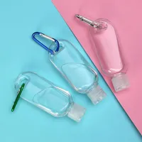 2021 50 ml Tom Alkoholfyllningsbar flaska med nyckelring HOOK Rensa transparenta plasthands sanitizer för resflaskor