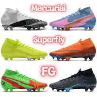 أعلى mercurial superfly 7 النخبة fg soccer cleats أحذية أسود أبيض أزرق وردي الليزر قرمزي معدني الفضة الإيمان أنثراسيت الرجال مصمم أحذية كرة القدم أحذية رياضية