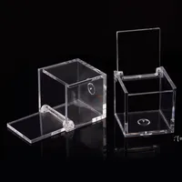 250 stks Food Grade Clear Plastic Square Box Candy Box Flip Transparent Gift Packing Case Bruiloft Gunst Souvenirs PAD11866