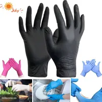 Met doos nitril handschoenen zwart 100pcs / lot food grade wegwerp werk veiligheid handschoenen voor het reinigen van nitril handschoenen poeder gratis S M L 201207