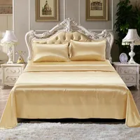 Lakens Sets Zijde Bed Satijn Luxe Matras Cover King Size Bedsheet Zacht hoesje met Elastische touw textiel voor thuis