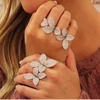 Missvikki nobre dedos dedos anel ajustável moda florescendo flores completa brilhante zircônia zirconia superior qualidade jóias