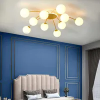 천장 조명 LED 거실 침실에 대 한 샹들리에 가정 가벼운 공 유리 그늘 현대 램프 조명 샹들리에