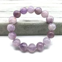 Perlé, brins femmes bracelet nature couleur lavande rond cure perle cristal jades violet 14 mm non teinté verre 100% vraiment vraiment