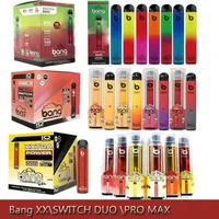 Bang XXL Switch Duo Pro 최대 일회용 vape 펜 장치 전자 담배 스타터 키트 2000 2500 퍼프 800mAh 전원 배터리 미리 채워진 6ml gunnpod geek ba